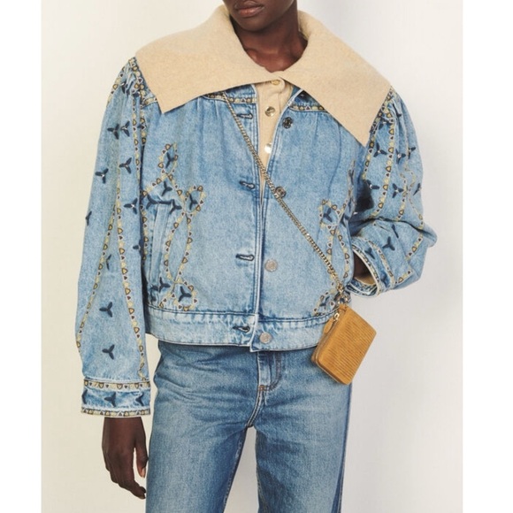 SANDRO - Denim Embellished Jacket - Picture 14 of 14